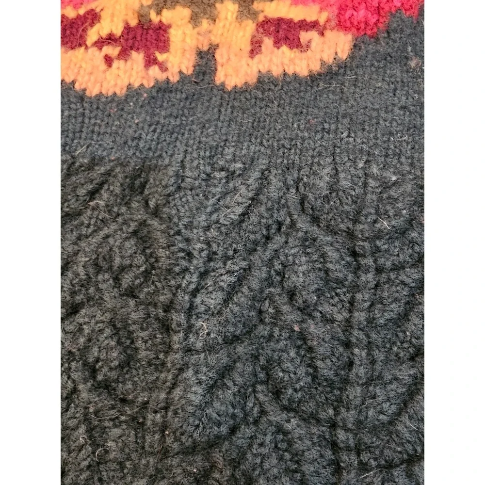 Vintage Nordstrom 100% Merino Wool Hand Knit Floral Turtle Neck Sweater - Picture 5 of 11